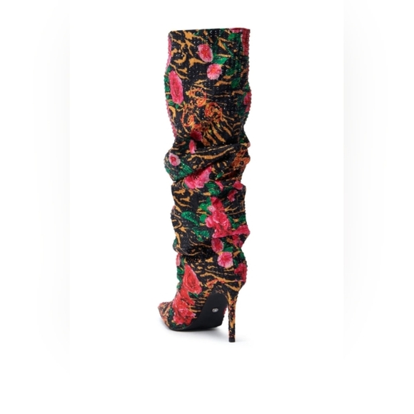 AZALEA WANG "FORBIDDEN GARDEN" Vibrant Floral Heeled Boots - Picture 6 of 7